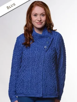 Online Aran Cable Crossover Neck Sweater Women Cardigans, Jackets & Coatigans