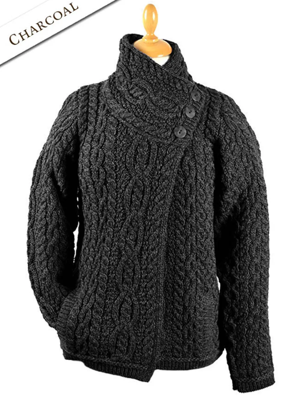 Online Aran Cable Crossover Neck Sweater Women Cardigans, Jackets & Coatigans