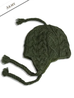 Cheap Aran Cable Fleece Lined Hat with Ear Flaps Women Irish Wool Hats|Caps & Hats