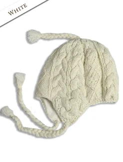 Cheap Aran Cable Fleece Lined Hat with Ear Flaps Women Irish Wool Hats|Caps & Hats