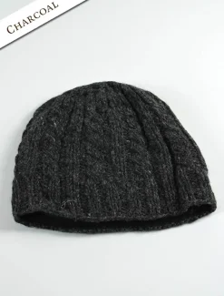 Flash Sale Aran Fleece Lined Beanie Irish Wool Hats