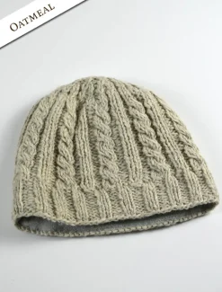 Flash Sale Aran Fleece Lined Beanie Irish Wool Hats