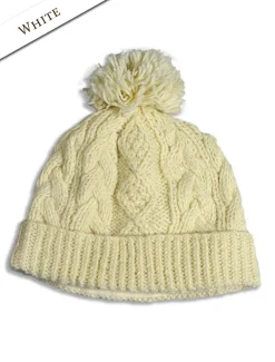Outlet Aran Fleece Lined Rib Cap with Pom Women Caps & Hats