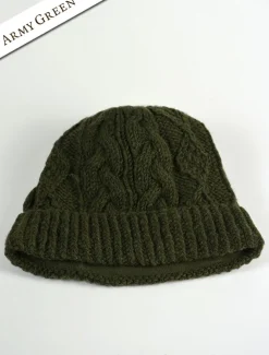 Flash Sale Aran Fleece Lined Rib Cap Irish Wool Hats