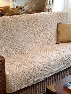 Flash Sale Aran Patchwork Merino Wool Throw Knitted Wool Throws