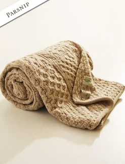 Flash Sale Aran Patchwork Merino Wool Throw Knitted Wool Throws