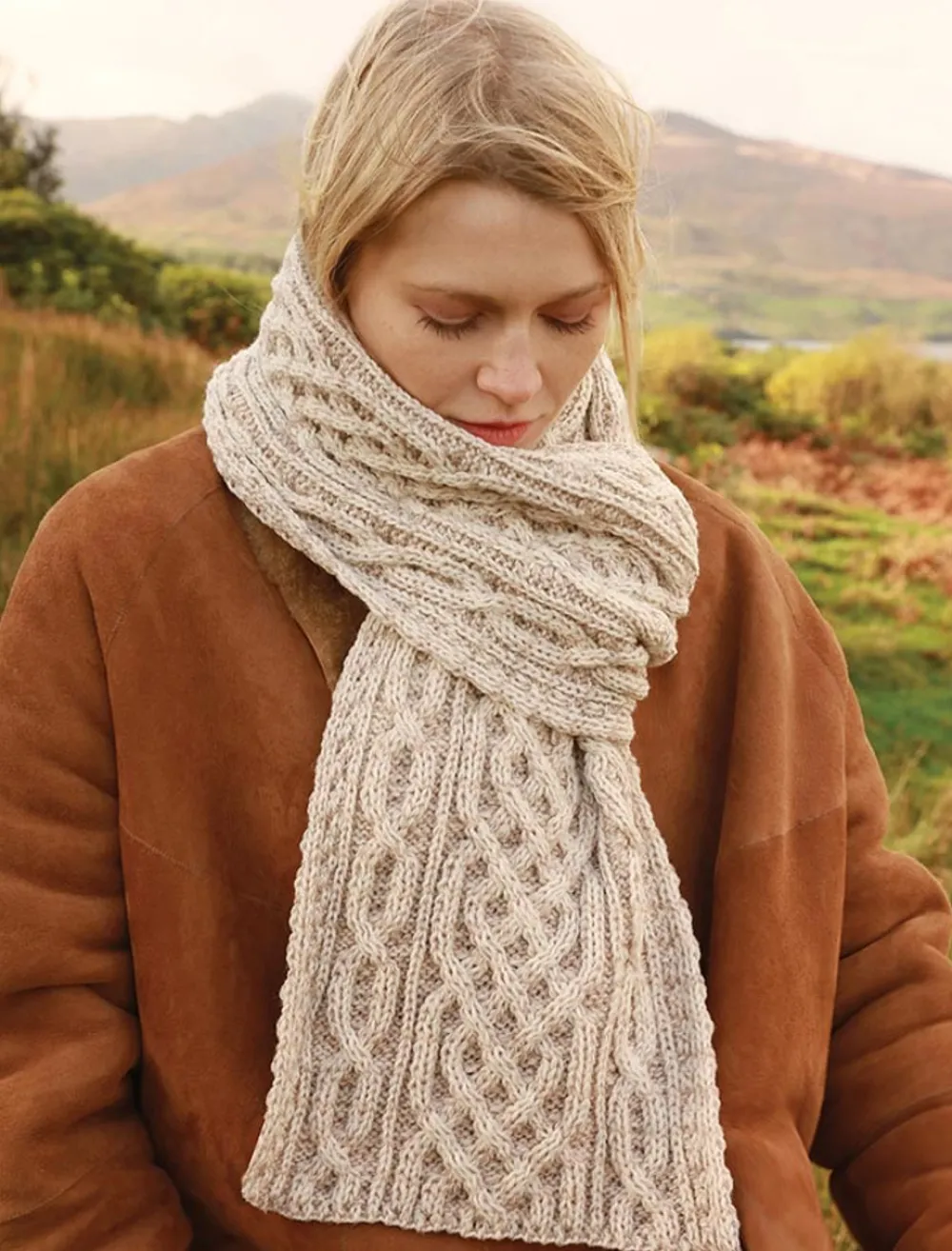 Flash Sale Aran Plated Scarf Women Knitted Wool Scarves