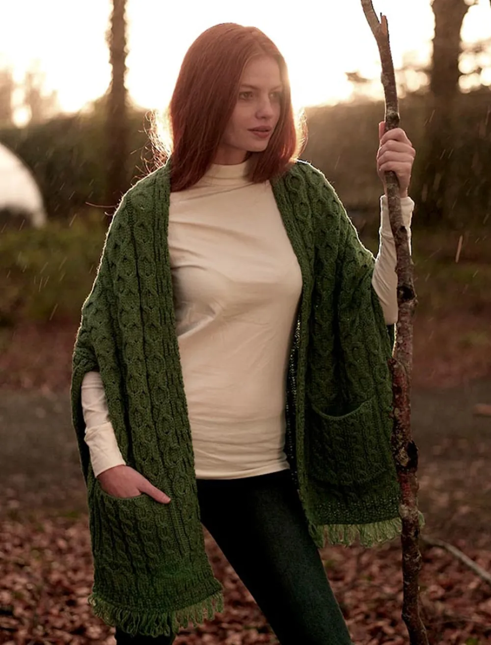 Clearance Aran Shawl Wrap with Pockets Women Ponchos, Capes & Shawls