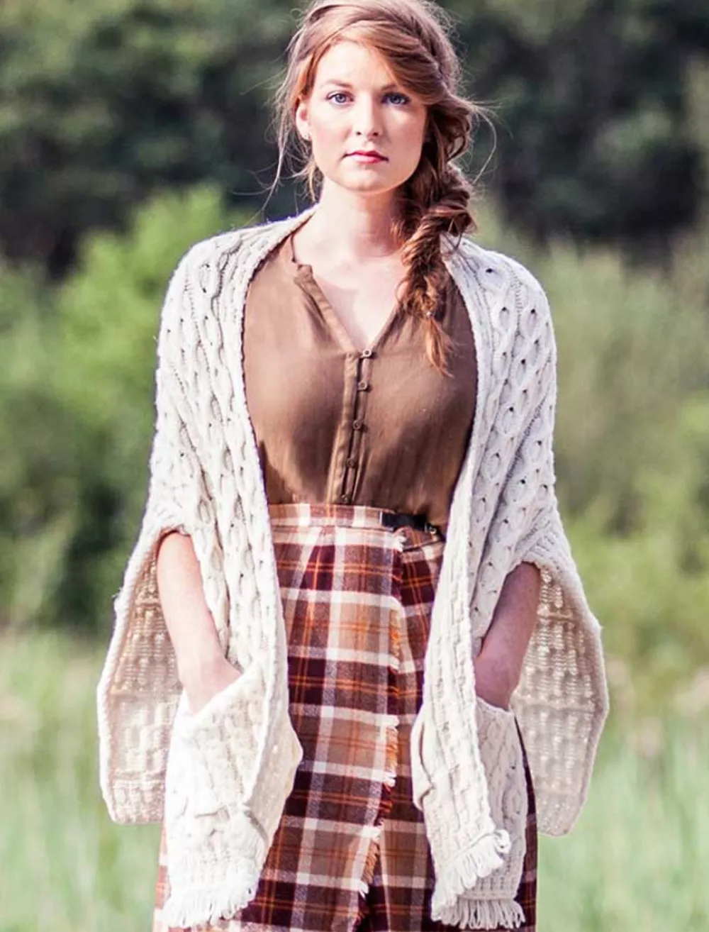 Clearance Aran Shawl Wrap with Pockets Women Ponchos, Capes & Shawls