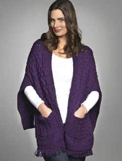 Clearance Aran Shawl Wrap with Pockets Women Ponchos, Capes & Shawls