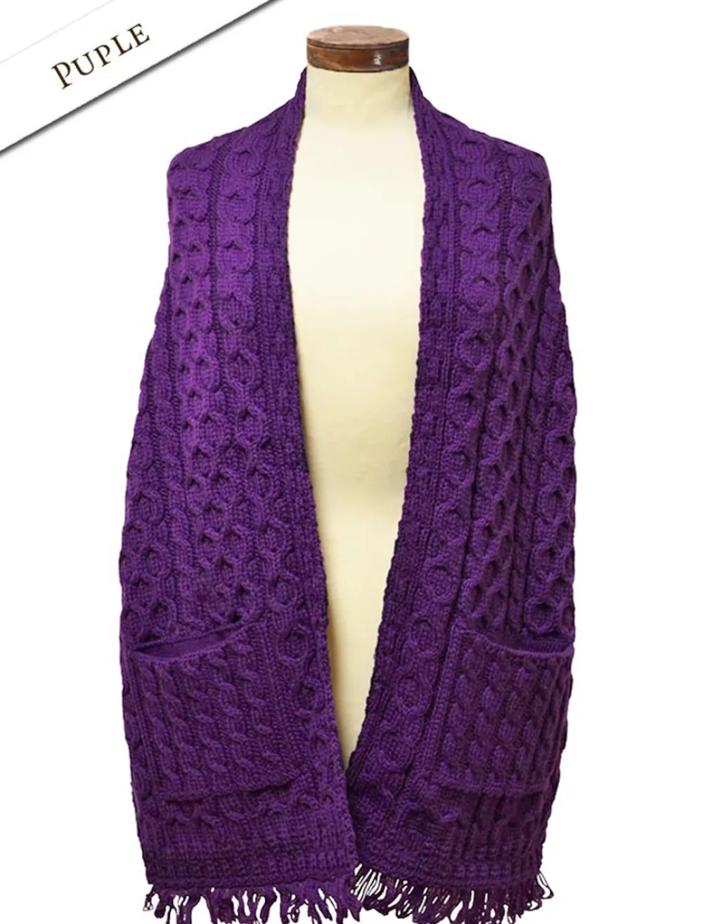 Clearance Aran Shawl Wrap with Pockets Women Ponchos, Capes & Shawls