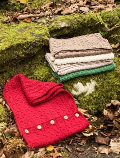 Best Aran Snood Scarf with Buttons Women Knitted Wool Scarves