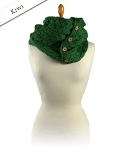 Best Aran Snood Scarf with Buttons Women Knitted Wool Scarves