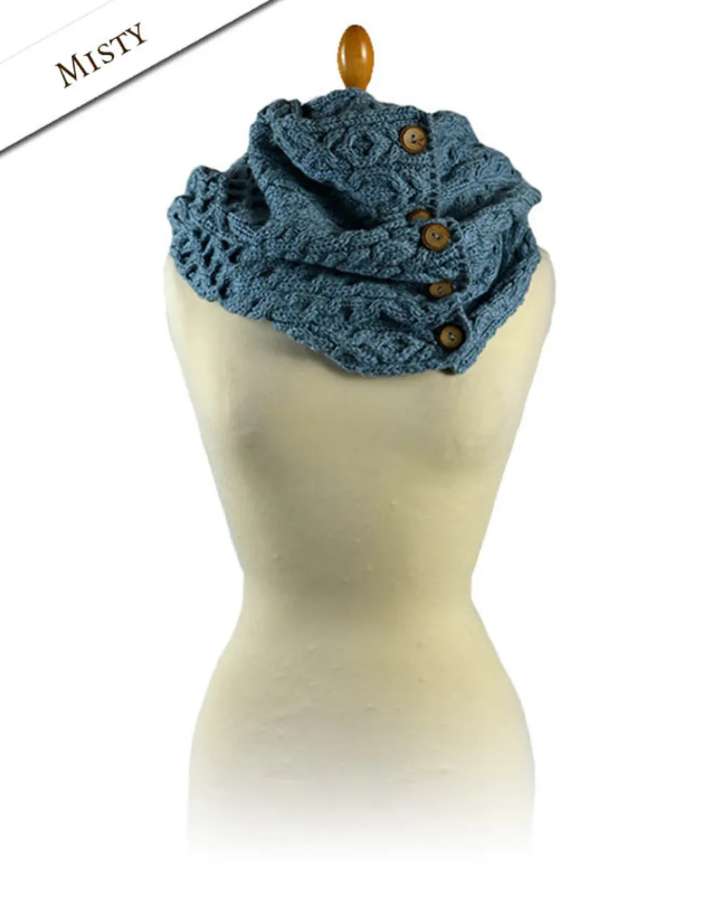 Best Aran Snood Scarf with Buttons Women Knitted Wool Scarves