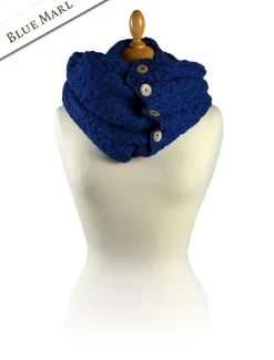 Best Aran Snood Scarf with Buttons Women Knitted Wool Scarves