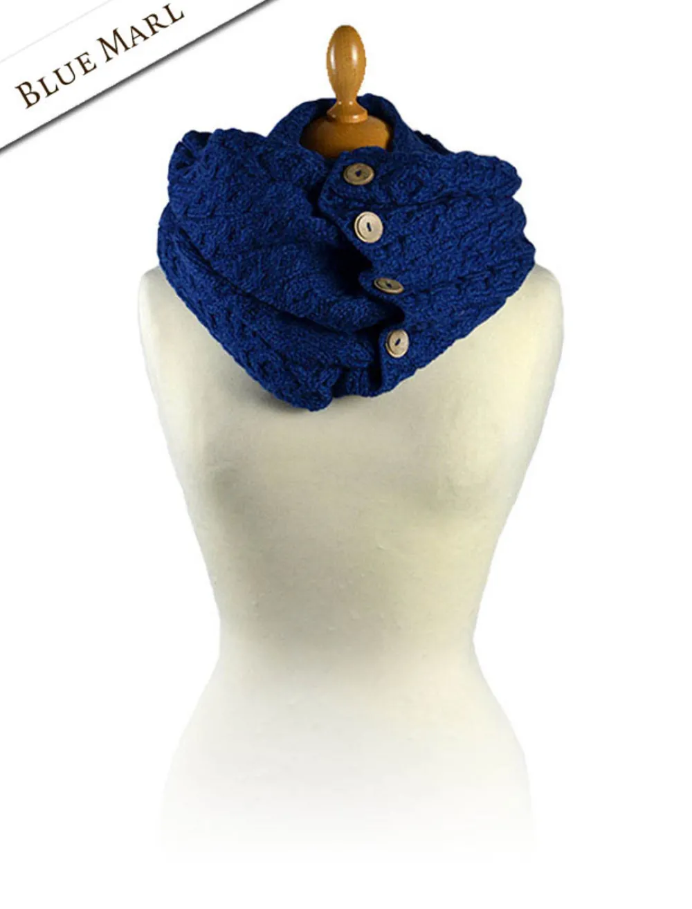 Best Aran Snood Scarf with Buttons Women Knitted Wool Scarves