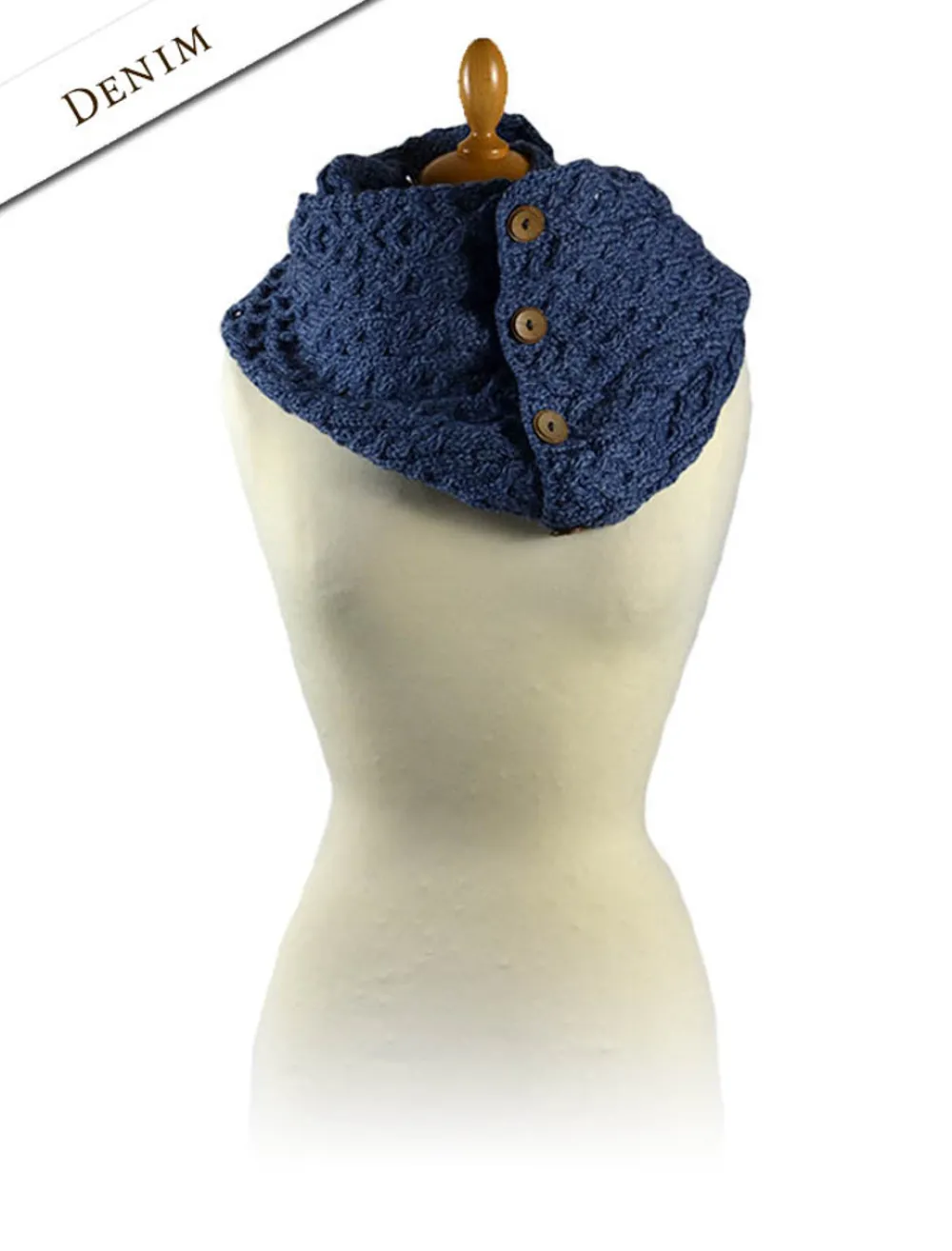 Best Aran Snood Scarf with Buttons Women Knitted Wool Scarves
