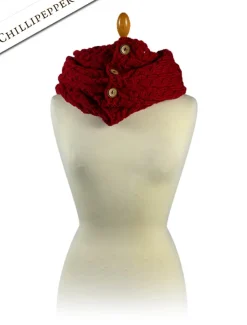 Best Aran Snood Scarf with Buttons Women Knitted Wool Scarves