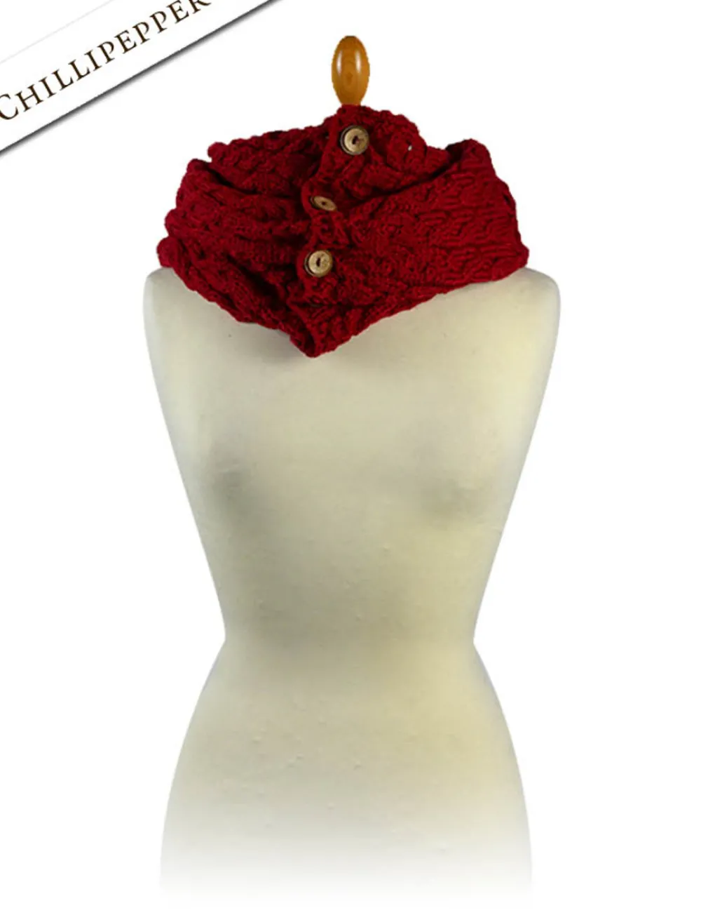 Best Aran Snood Scarf with Buttons Women Knitted Wool Scarves