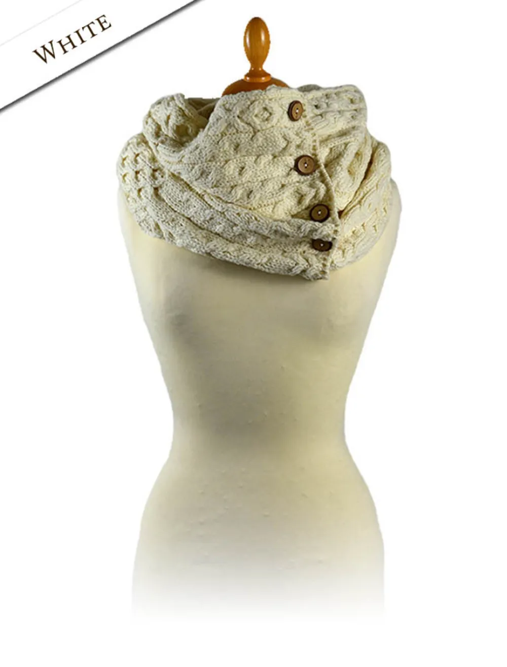 Best Aran Snood Scarf with Buttons Women Knitted Wool Scarves