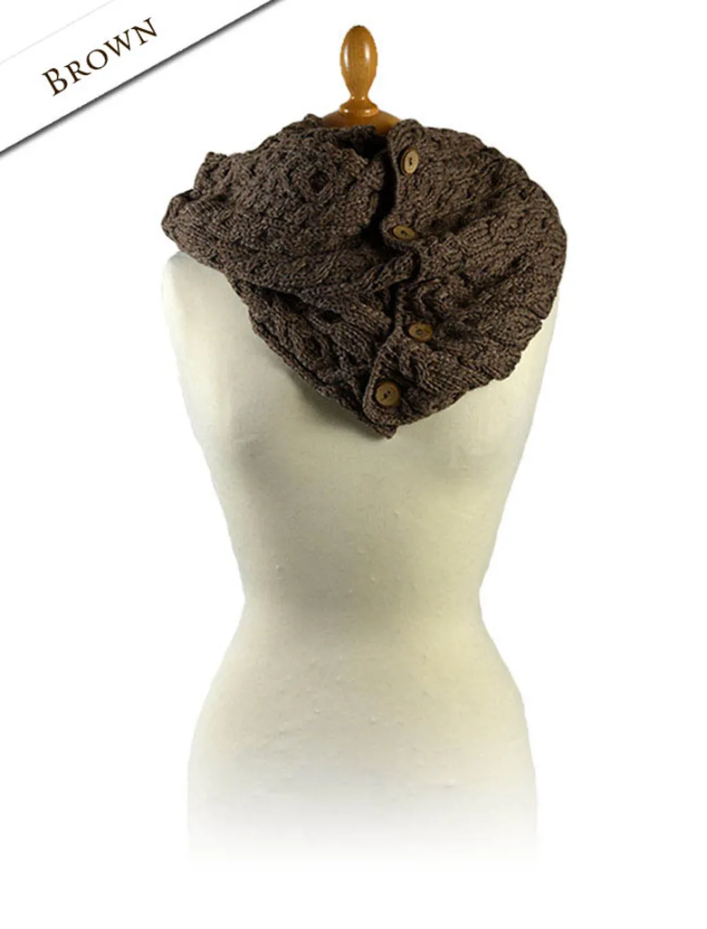 Best Aran Snood Scarf with Buttons Women Knitted Wool Scarves