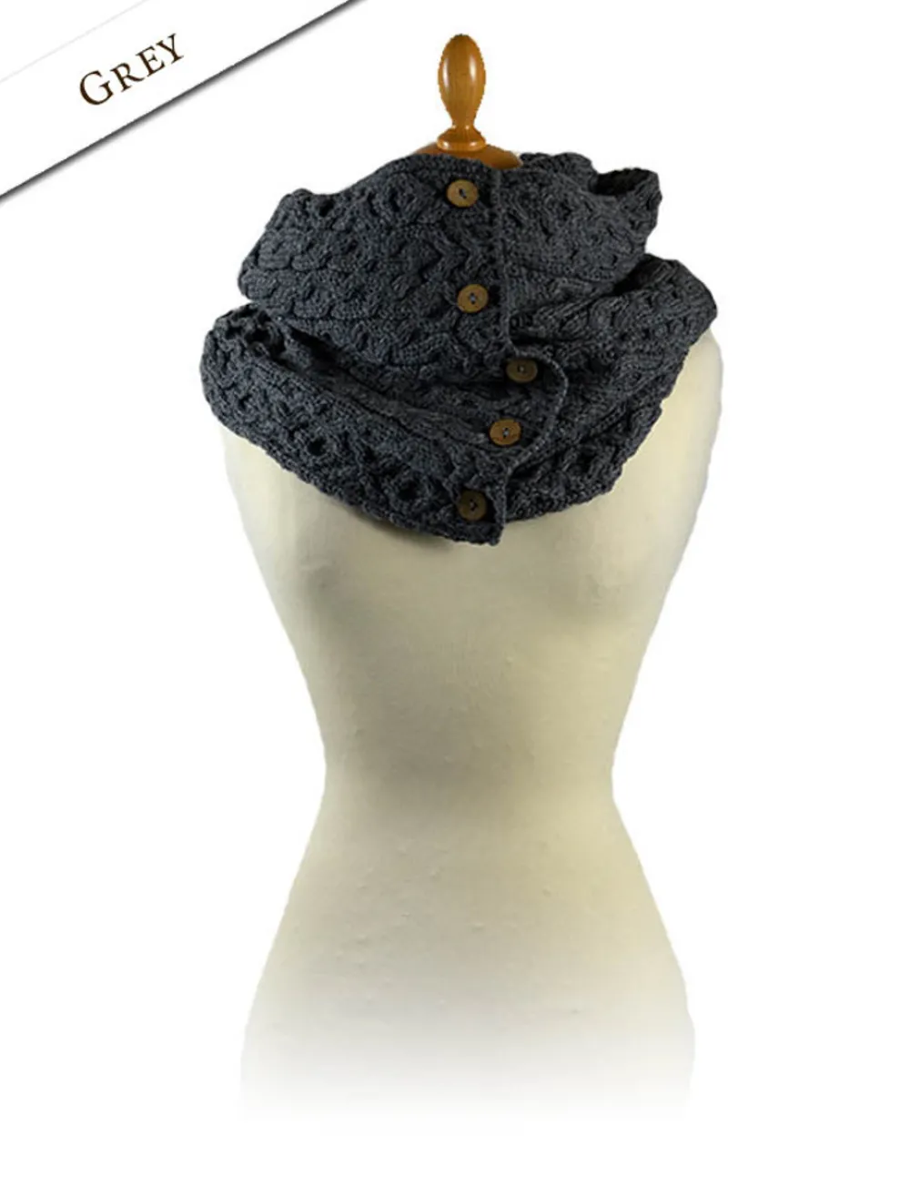 Best Aran Snood Scarf with Buttons Women Knitted Wool Scarves