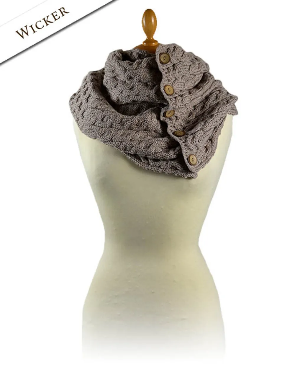 Best Aran Snood Scarf with Buttons Women Knitted Wool Scarves