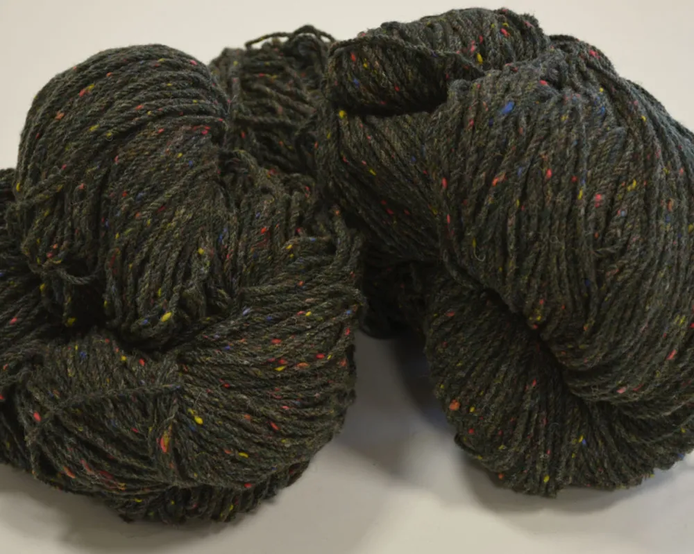 Discount Aran Wool Knitting Hanks - Green Fleck Aran Wool