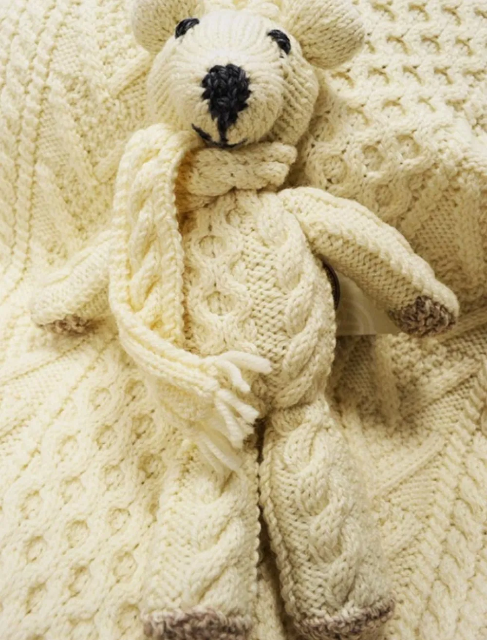Best Aran Wool Teddy Bear with Scarf Kids Aran Toys