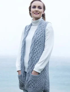 Clearance Cable Aran Waistcoat Women Cardigans, Jackets & Coatigans