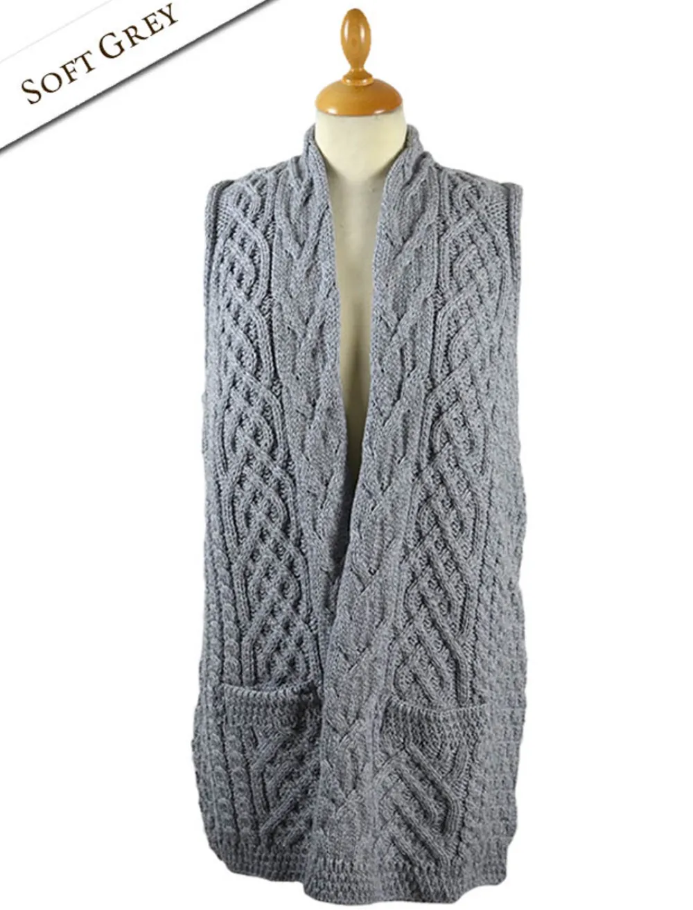 Clearance Cable Aran Waistcoat Women Cardigans, Jackets & Coatigans