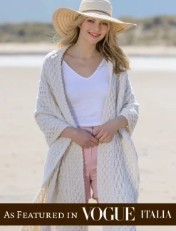 Online Cable Aran Wrap Women Ponchos, Capes & Shawls