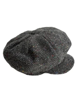 Sale Donegal Tweed Mens Gatsby Cap - Charcoal Irish Flat Caps