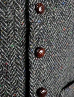 New Donegal Tweed Waistcoat - Charcoal Grandfather Shirts And Waistcoats