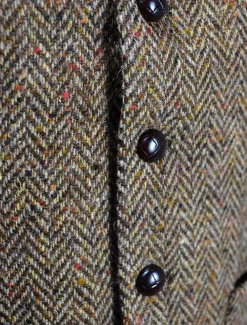 Clearance Donegal Tweed Waistcoat - Brown Grandfather Shirts And Waistcoats