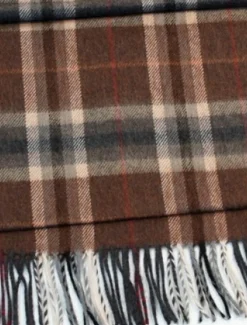 Discount Fine Merino Plaid Scarf - Brown Grey Women Plaid & Tartan Scarves|Plaid & Tartan Scarves