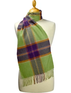 Cheap Fine Merino Plaid Scarf - Green Purple Plaid- DISCONTINUED Women Plaid & Tartan Scarves|Plaid & Tartan Scarves