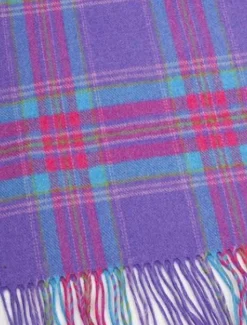Sale Fine Merino Plaid Scarf - Purple Blue Pink- DISCONTINUED Women Plaid & Tartan Scarves