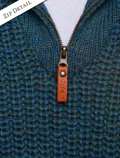 Fashion Fisherman's Half Zip Sweater with Patches Sweaters