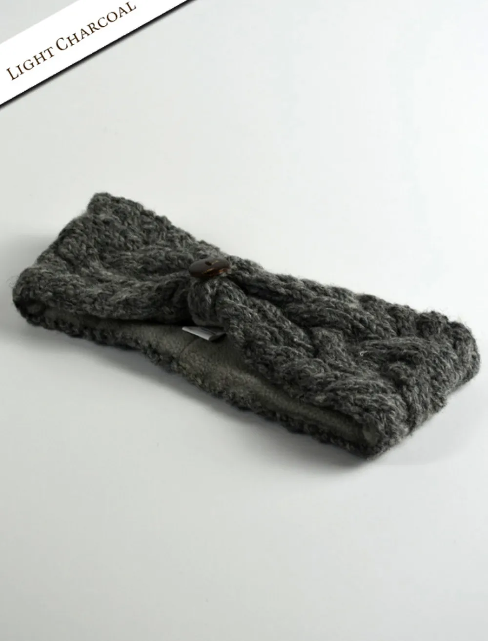 Clearance Fleece Lined Aran Cable Headband with Button Women Caps & Hats