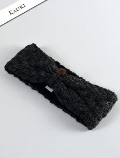 Clearance Fleece Lined Aran Cable Headband with Button Women Caps & Hats