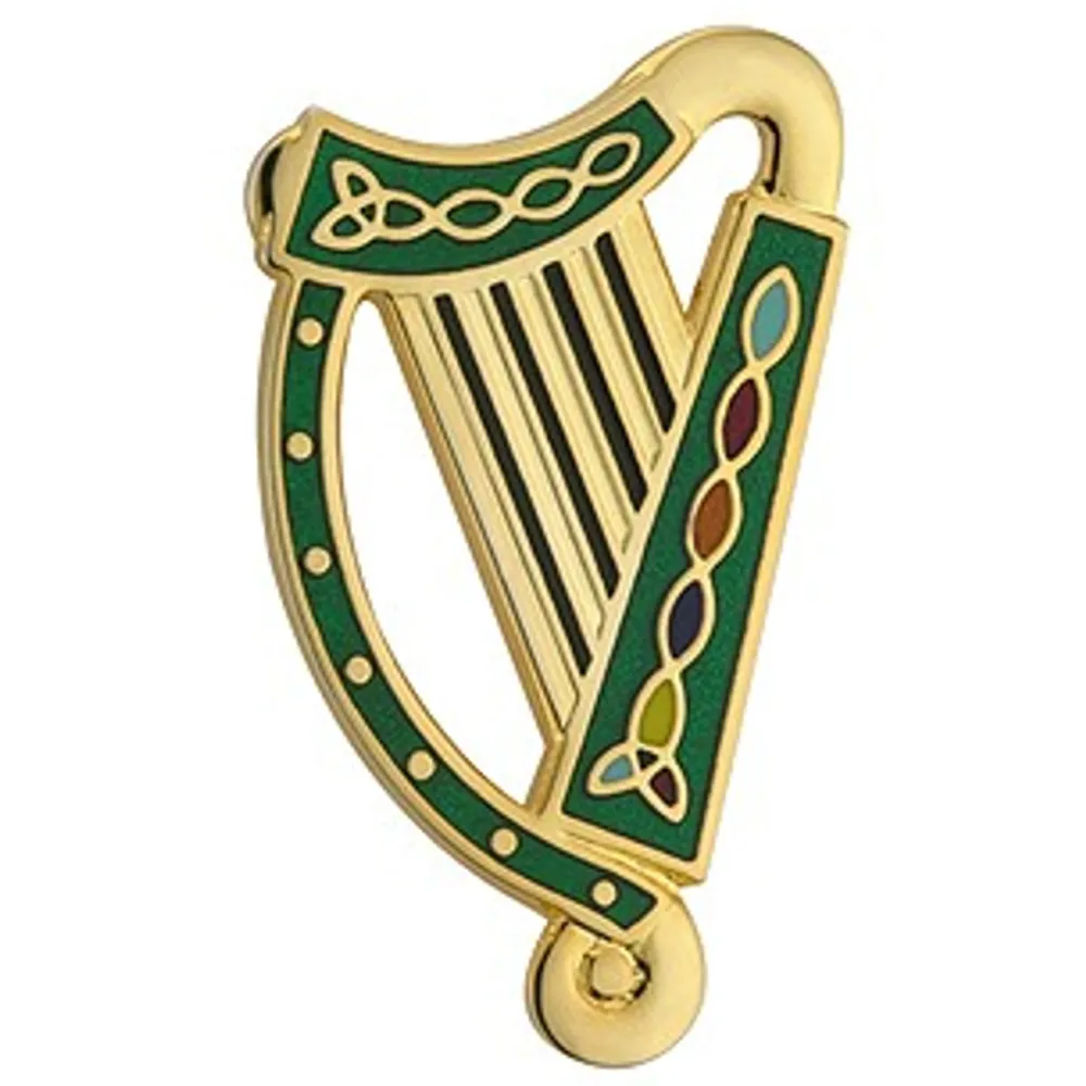 Flash Sale Gold Plated Harp Brooch - Green Women Jewelry|Jewelry