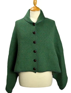 Shop Herringbone Merino Poncho with Button Detail Women Ponchos, Capes & Shawls