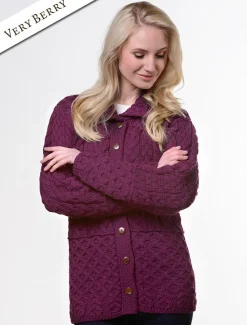Online Honeycomb Button-Up Cardigan Women Cardigans, Jackets & Coatigans
