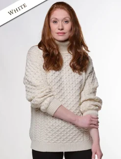 Clearance Honeycomb Turtleneck Sweater Women Sweaters