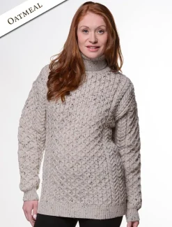 Clearance Honeycomb Turtleneck Sweater Women Sweaters