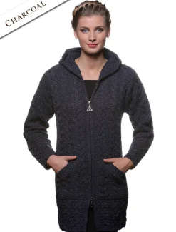 Fashion Hooded Coatigan with Celtic Knot Zipper Pull Women Cardigans, Jackets & Coatigans