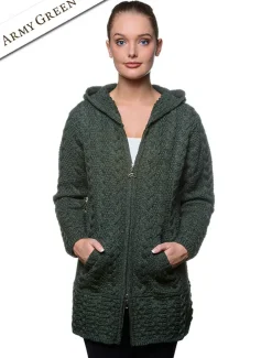 Fashion Hooded Coatigan with Celtic Knot Zipper Pull Women Cardigans, Jackets & Coatigans