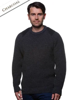 Best Irish Fishermans Ribbed Sweater with Patches Sweaters