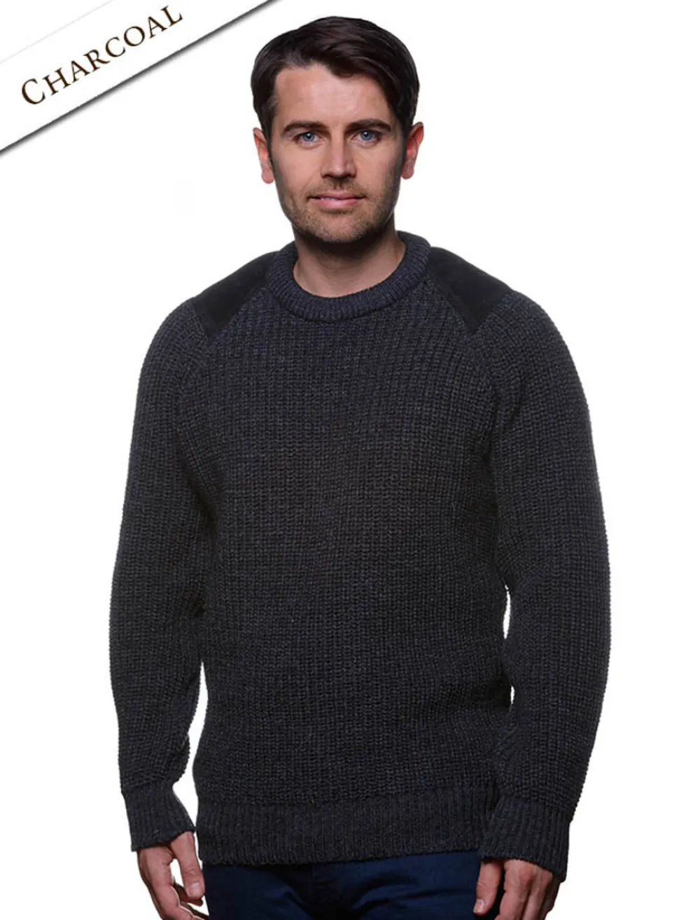 Best Irish Fishermans Ribbed Sweater with Patches Sweaters